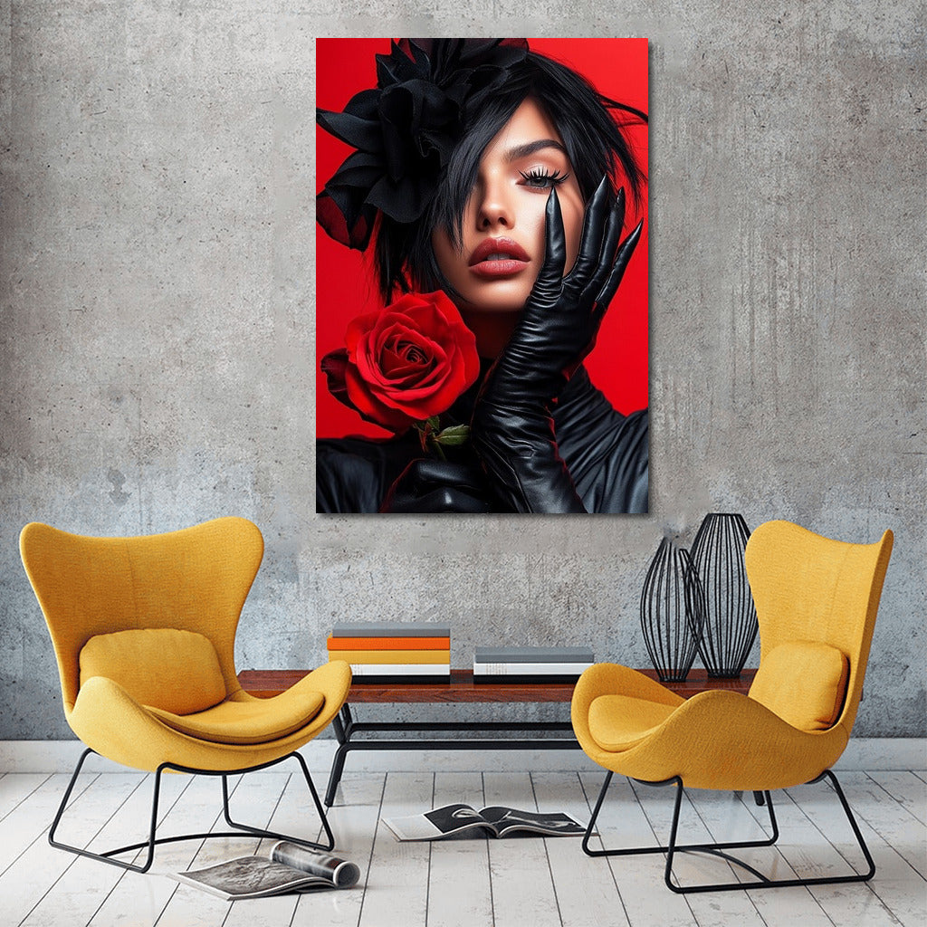 Secret in the Black Veil: Rose on a Bright Background