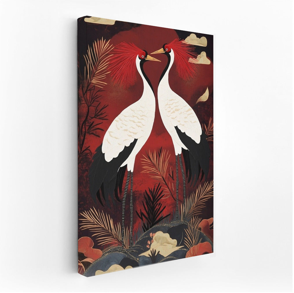 Dance of the Cranes in the Sunset Flame