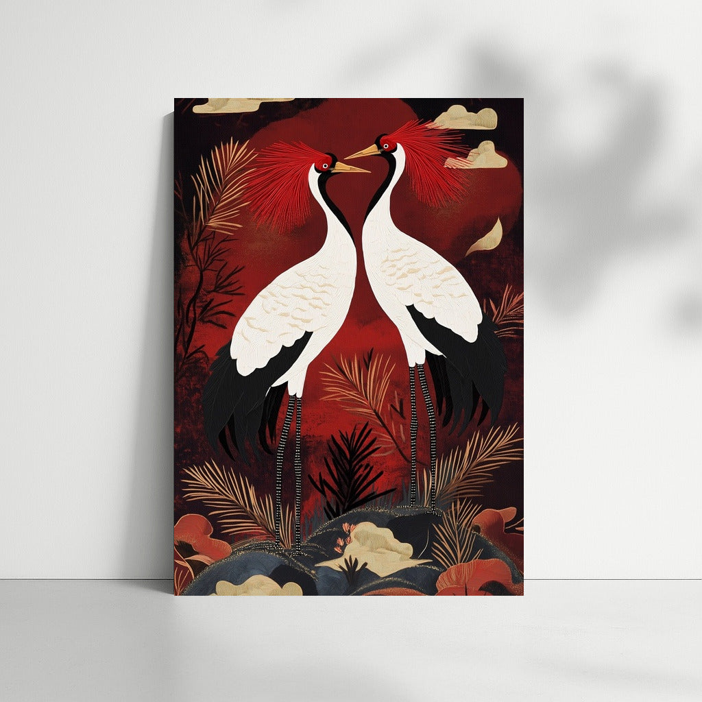 Dance of the Cranes in the Sunset Flame