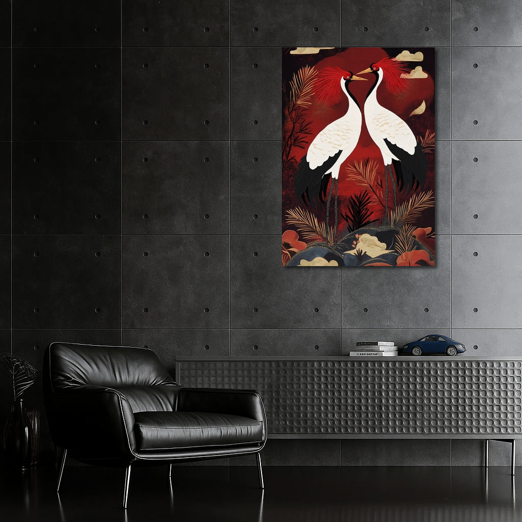Dance of the Cranes in the Sunset Flame