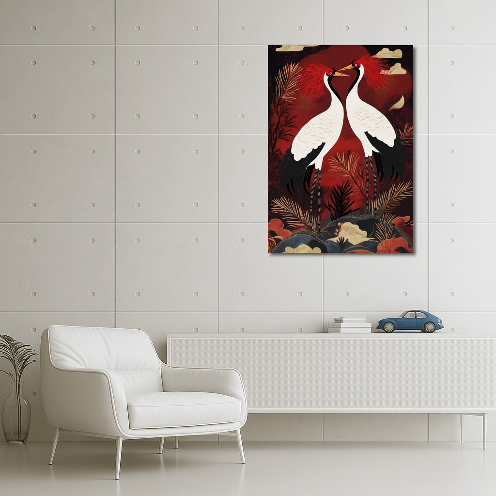 Dance of the Cranes in the Sunset Flame