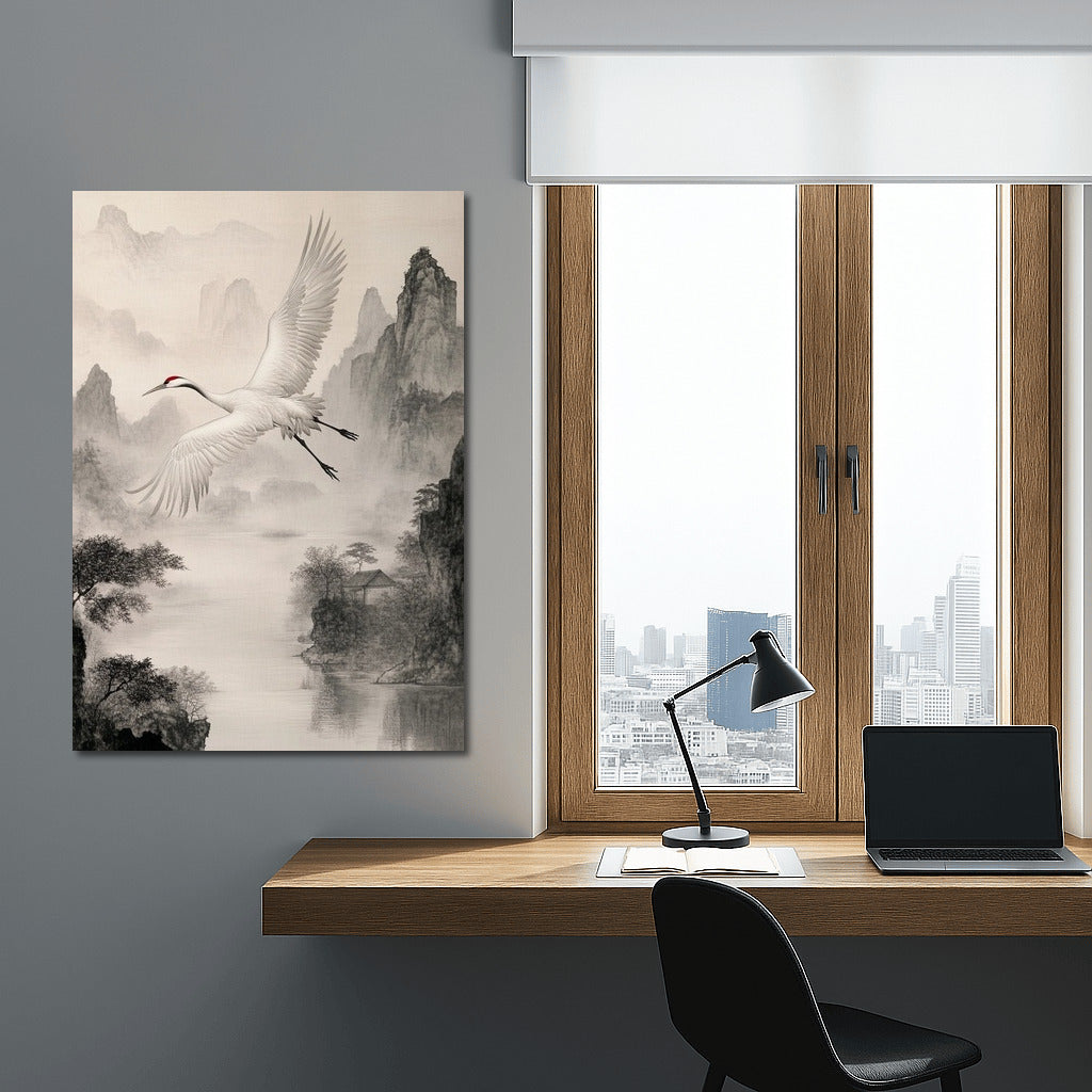 The Soaring Crane: Symphony of Mountains