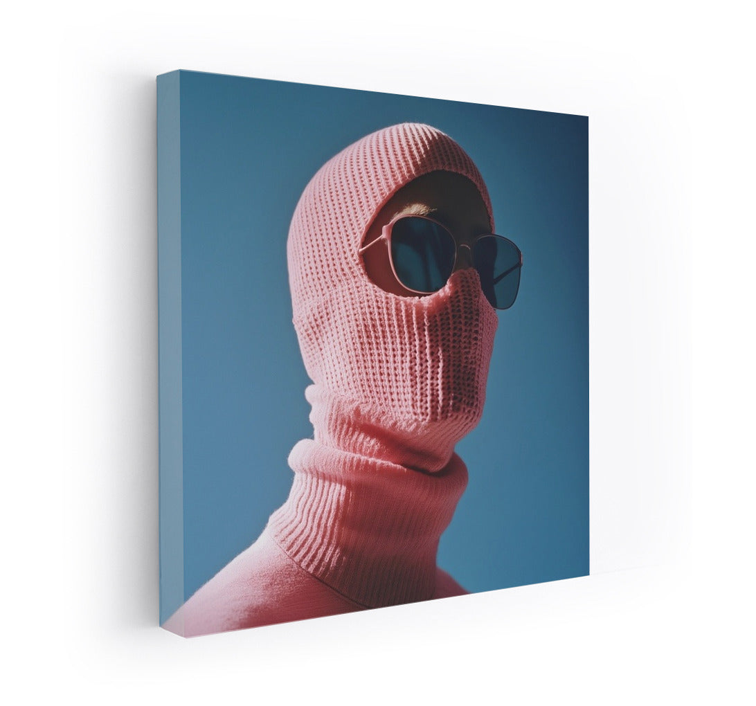 Mystery in Pink: Silhouette on Blue