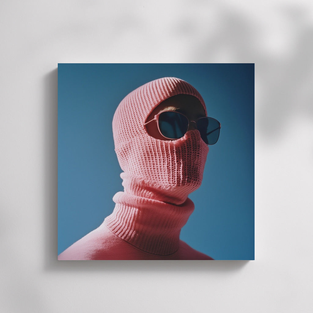 Mystery in Pink: Silhouette on Blue