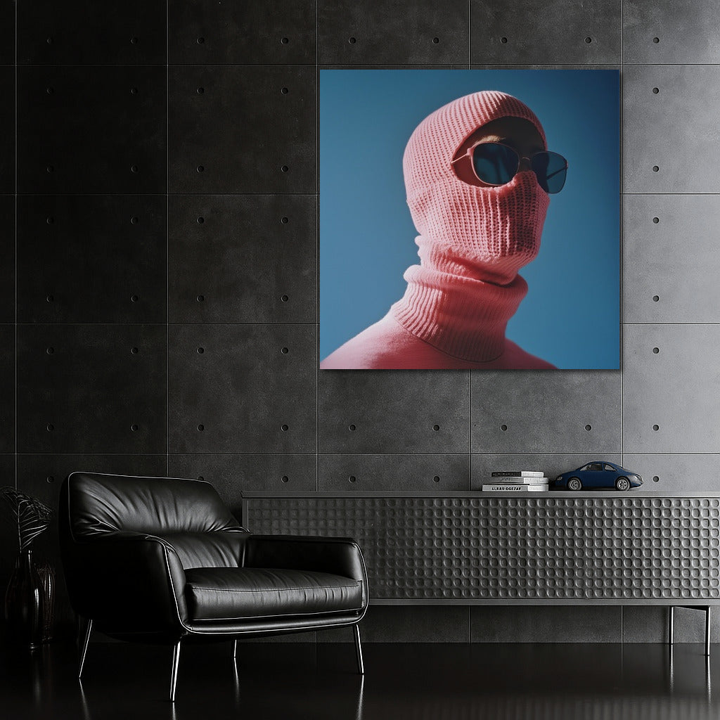 Mystery in Pink: Silhouette on Blue