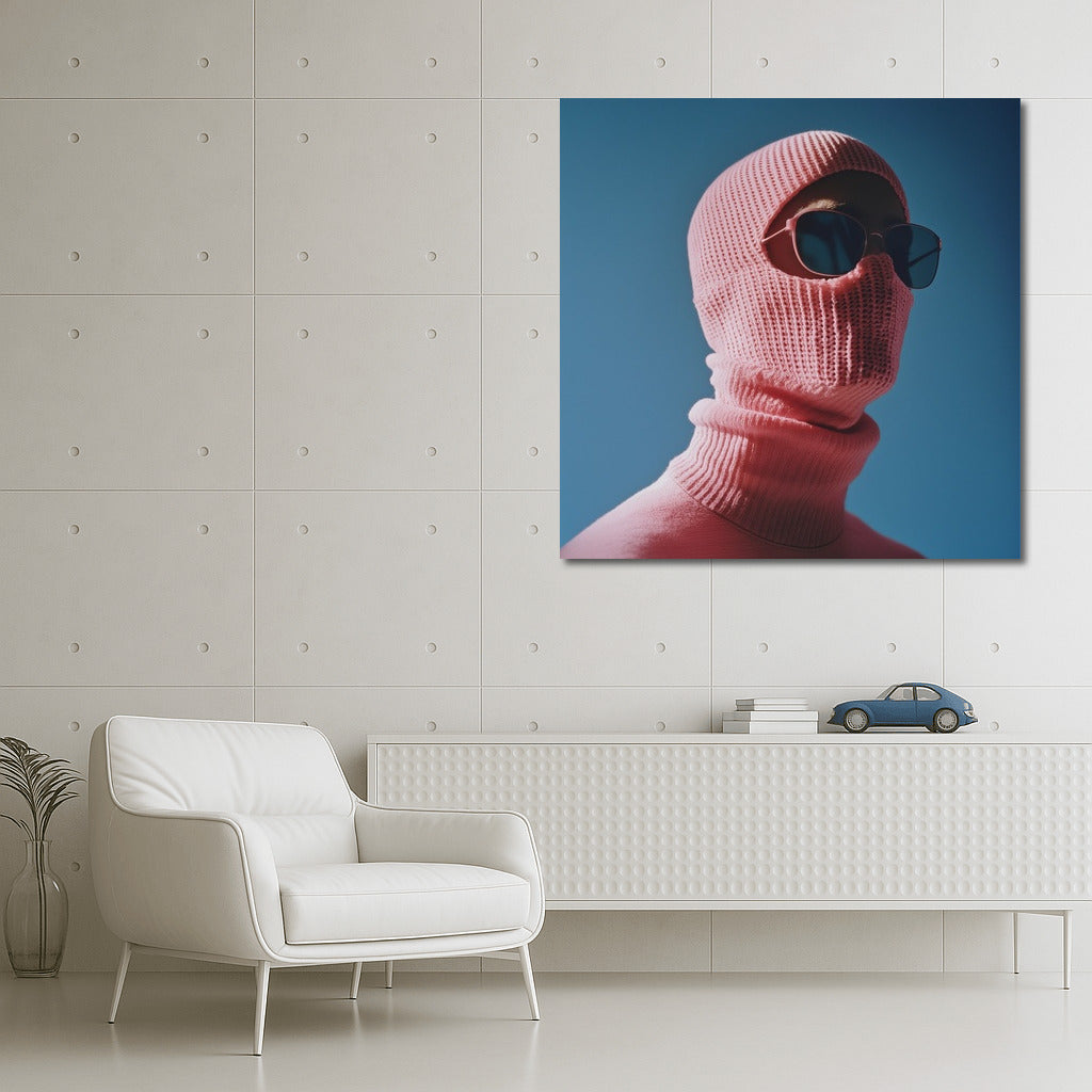 Mystery in Pink: Silhouette on Blue