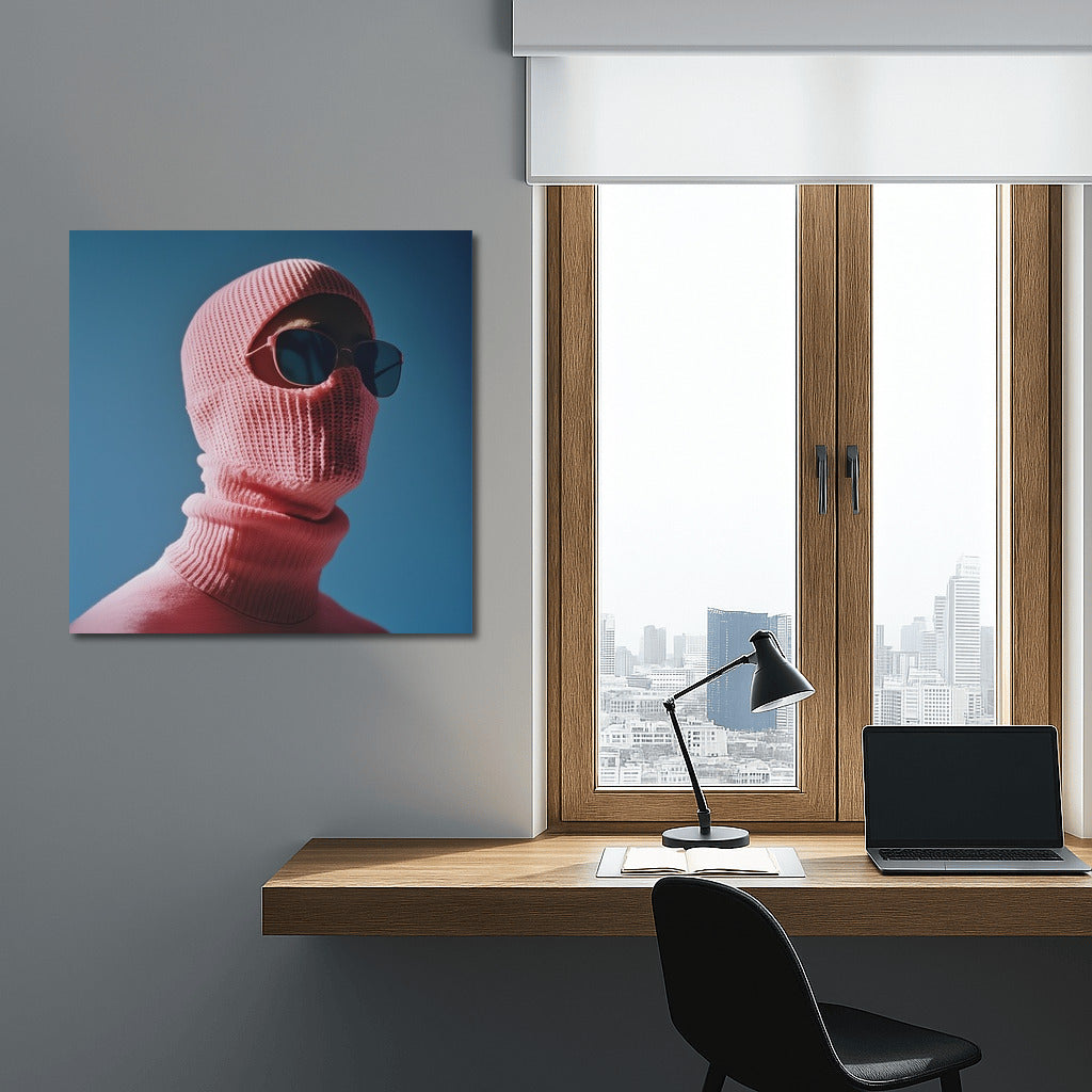 Mystery in Pink: Silhouette on Blue