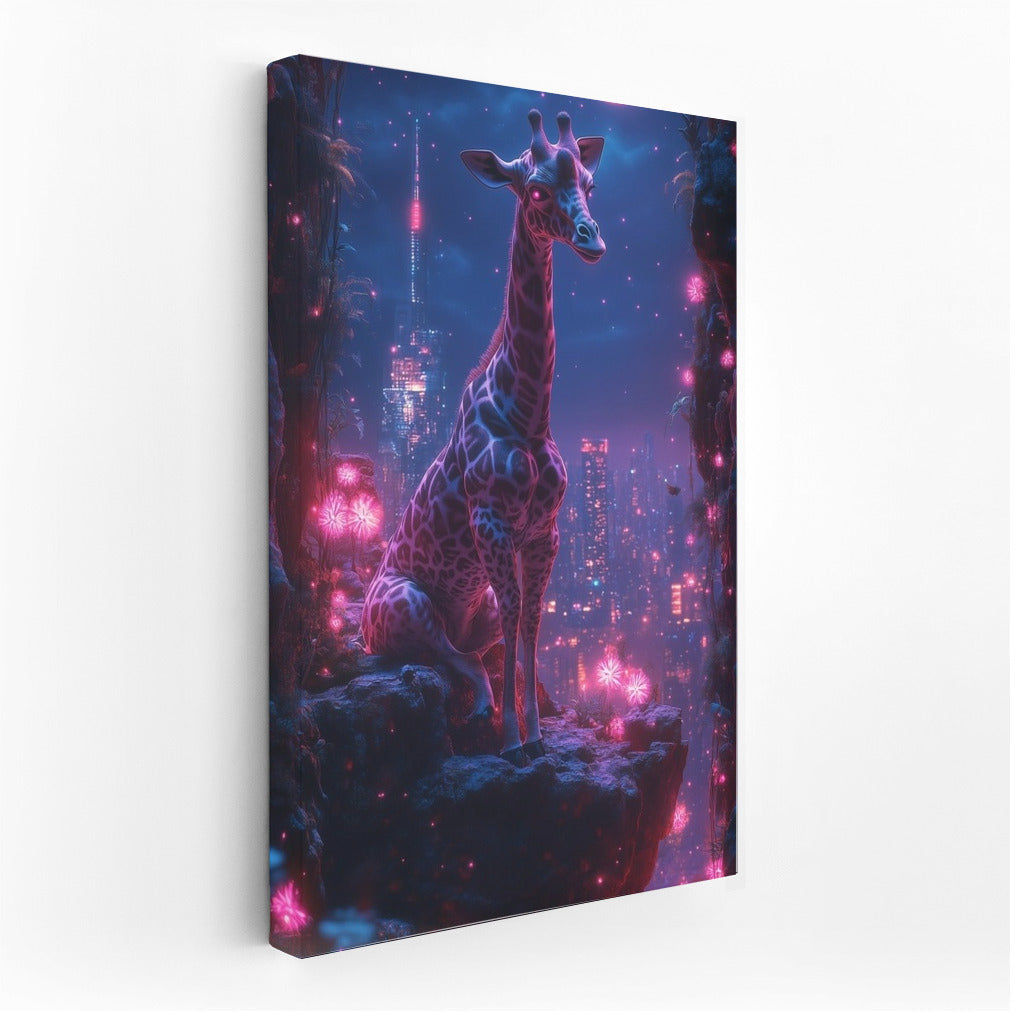 Glowing Giraffe in the Night Wonder World