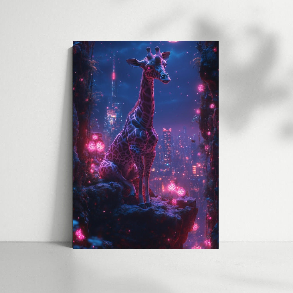 Glowing Giraffe in the Night Wonder World