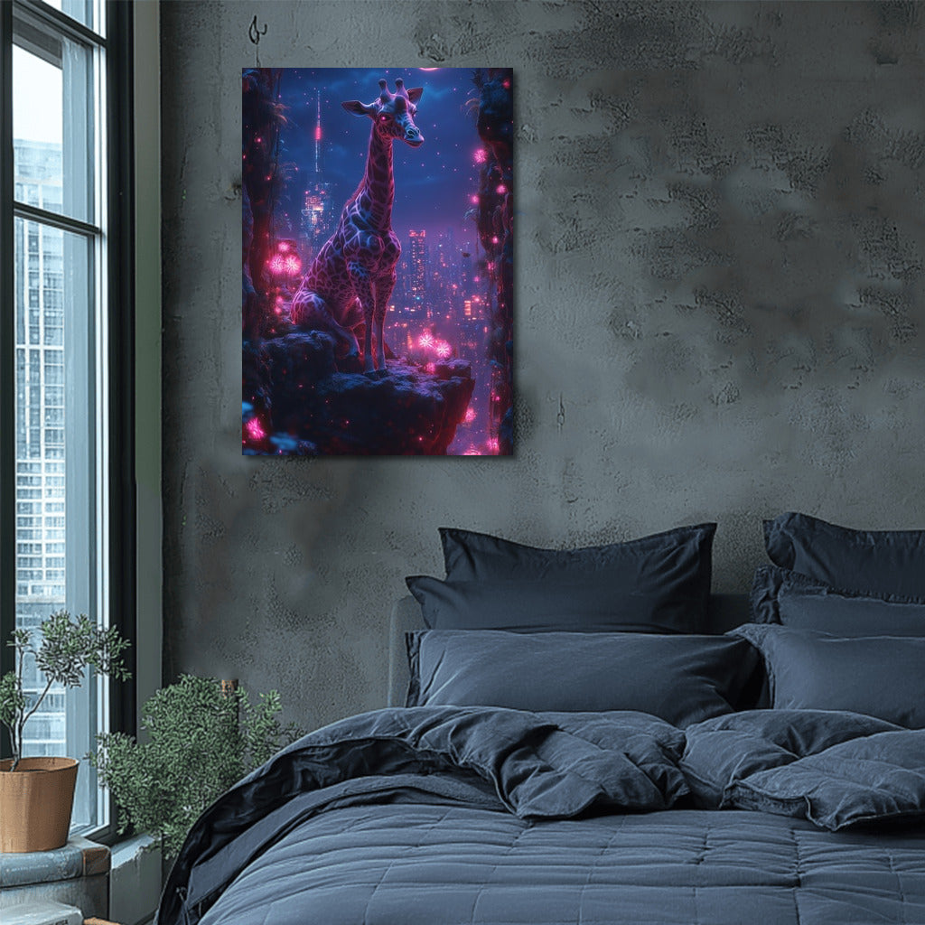 Glowing Giraffe in the Night Wonder World