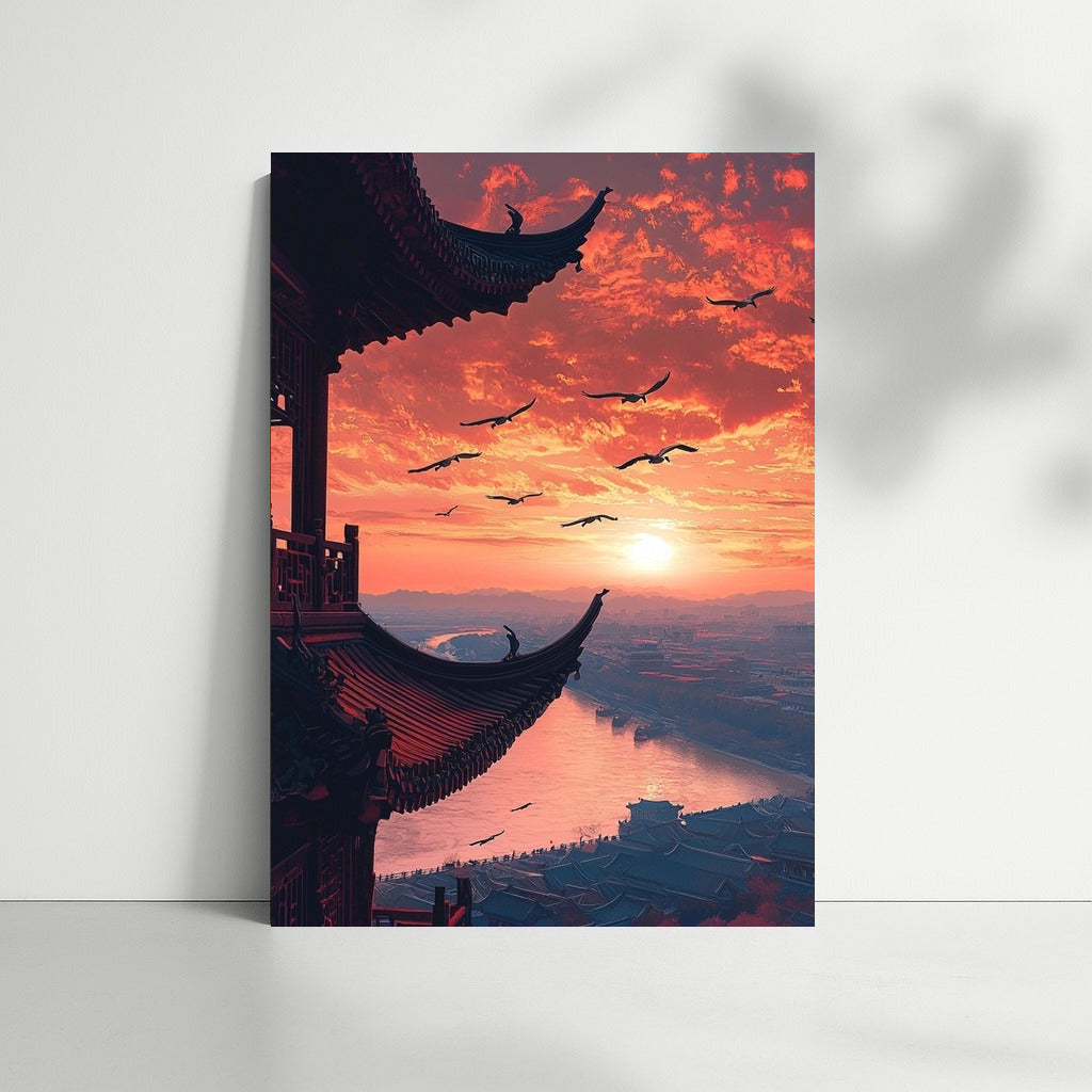 Dance of sunset wings over the city