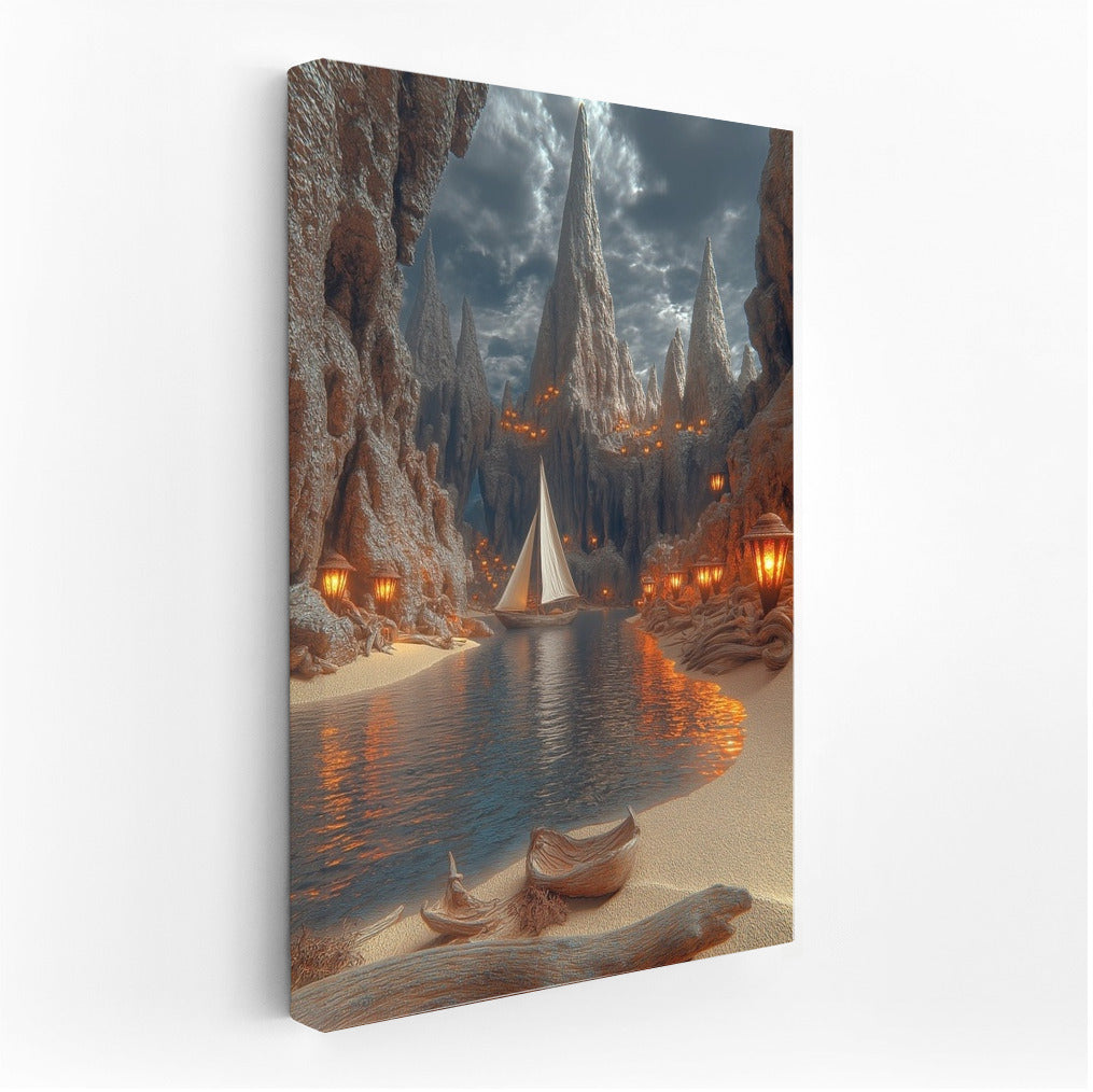 Boat in the Glowing Waters of Dream Canyon