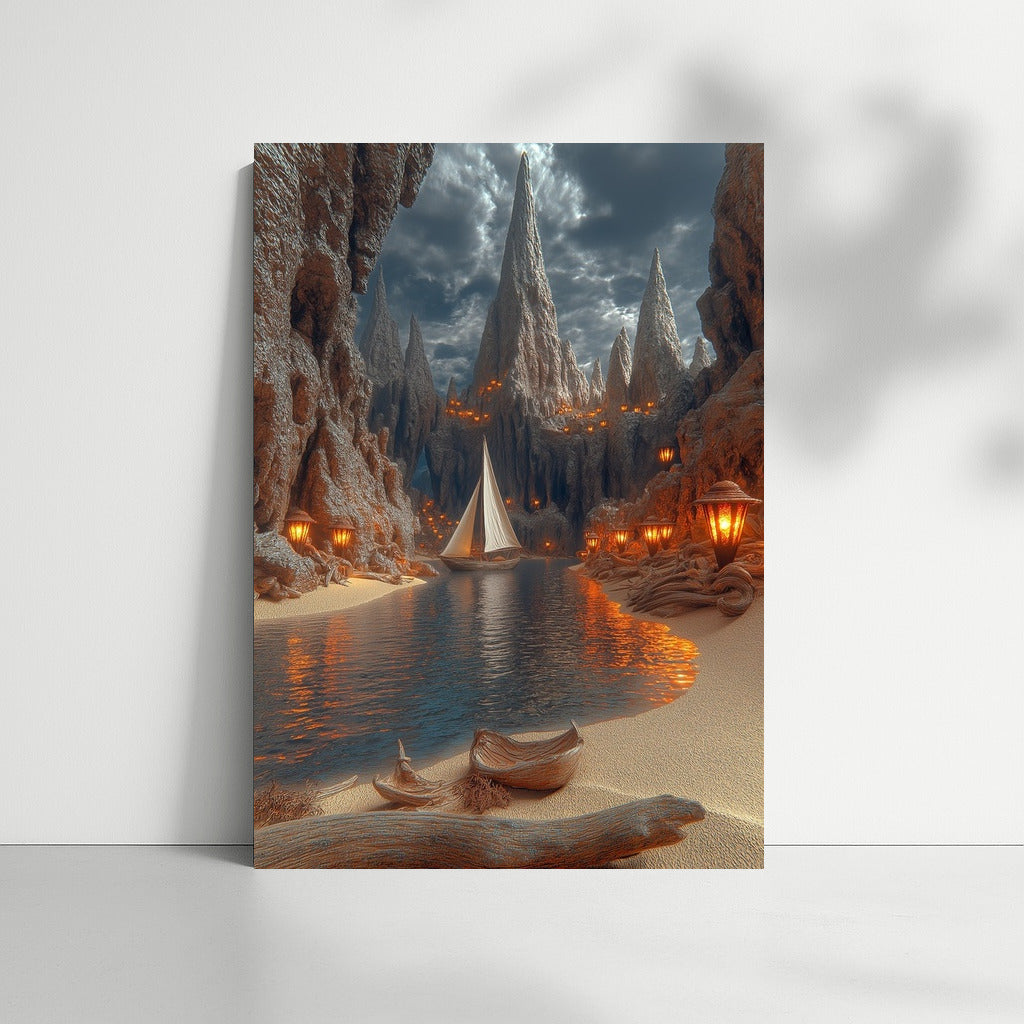 Boat in the Glowing Waters of Dream Canyon