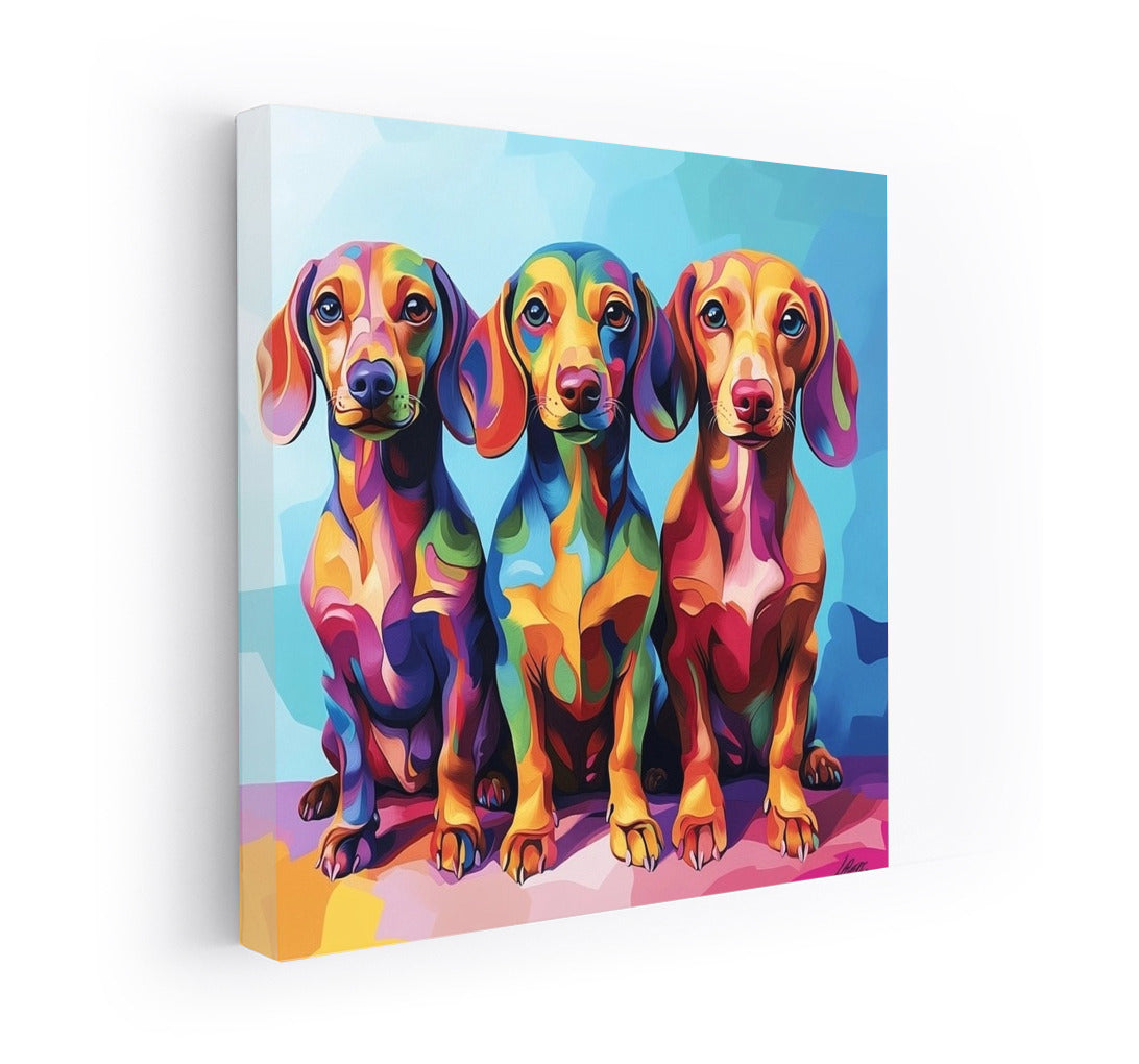Dachshunds in Bloom: A Trio of Joy