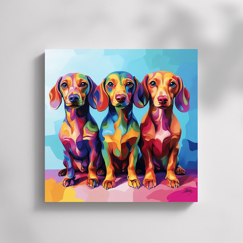 Dachshunds in Bloom: A Trio of Joy