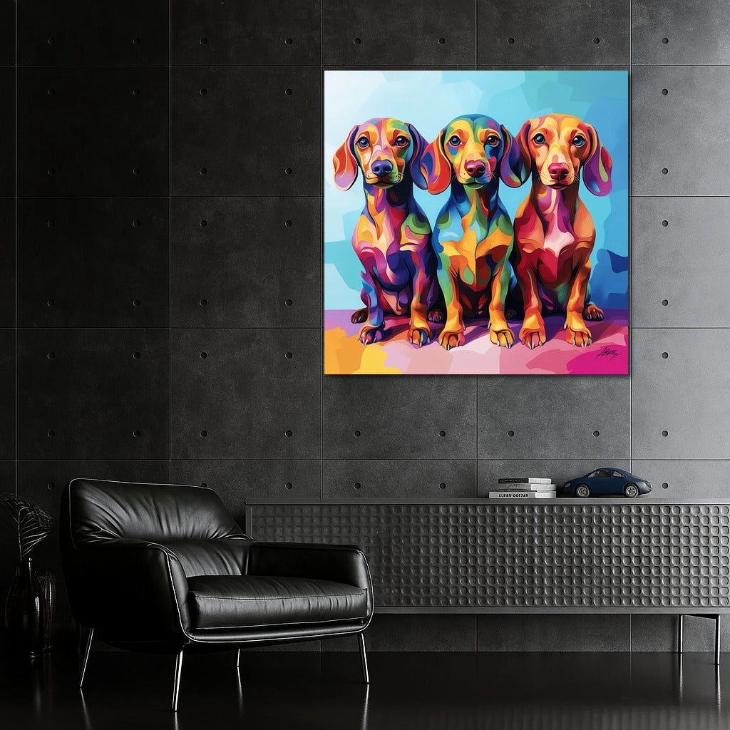 Dachshunds in Bloom: A Trio of Joy