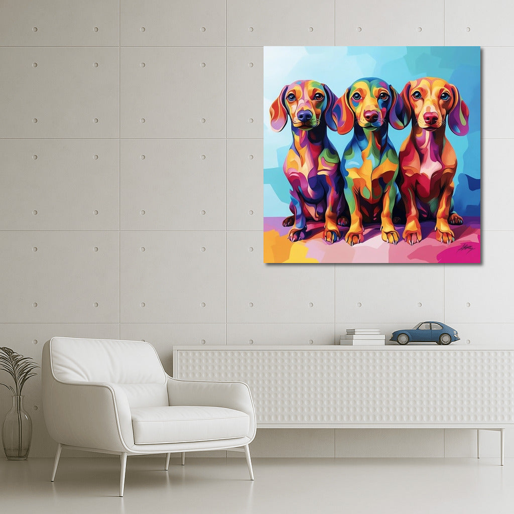 Dachshunds in Bloom: A Trio of Joy