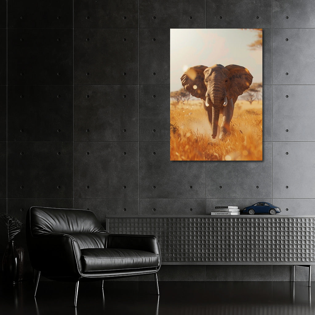 Savannah's Majesty: Elephant in the Sunset