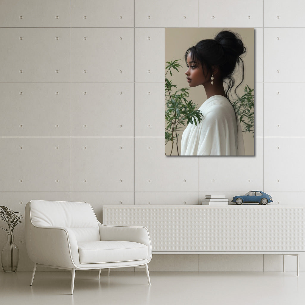 White Silhouette in Emerald Silence
