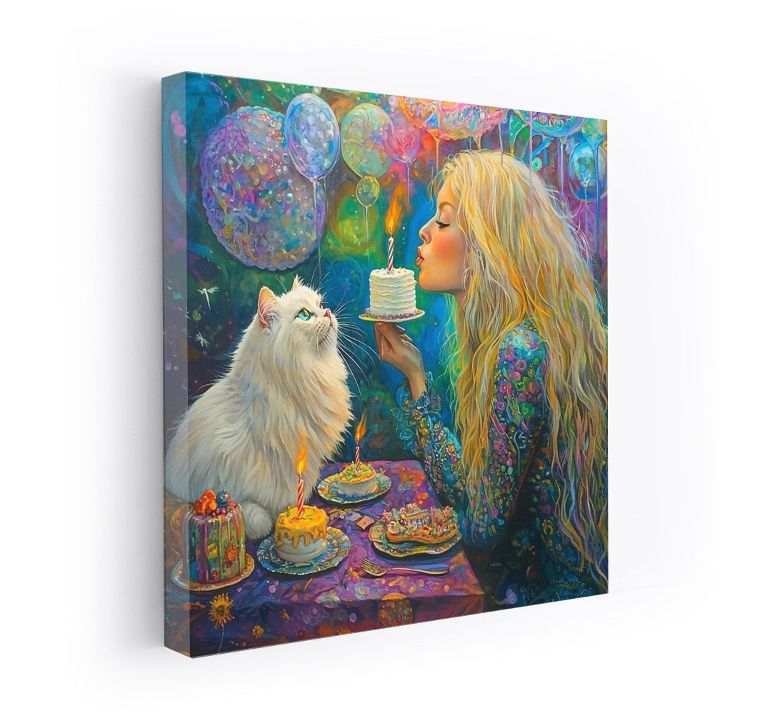 Sweet Secrets: Girl and Cat in a Magical Treat