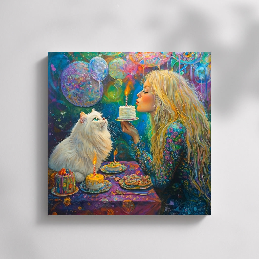 Sweet Secrets: Girl and Cat in a Magical Treat