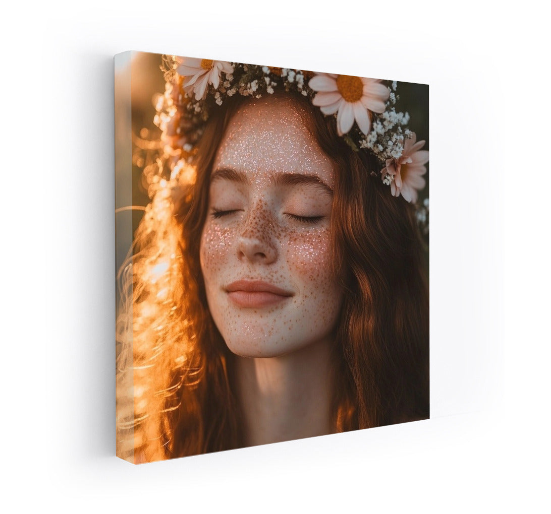 Sun Nymph in a Flower Wreath