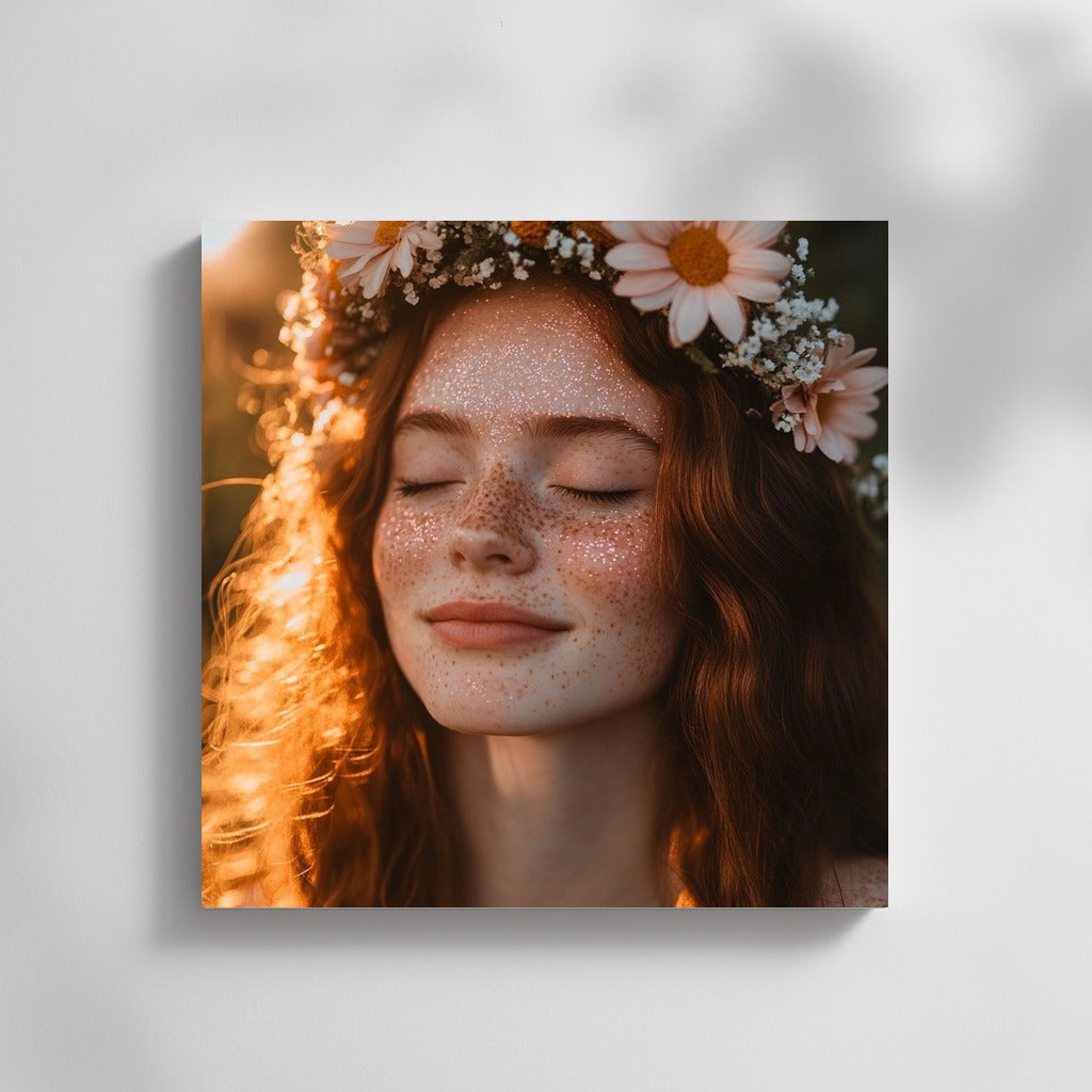 Sun Nymph in a Flower Wreath