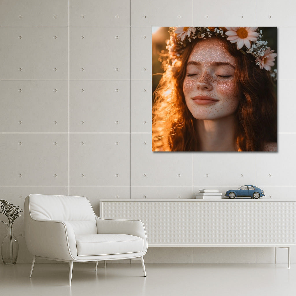 Sun Nymph in a Flower Wreath