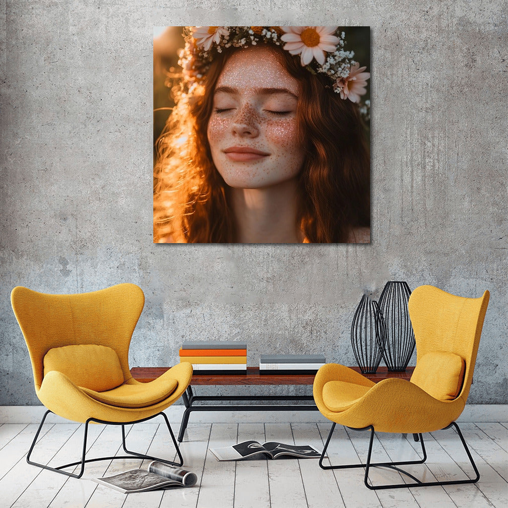 Sun Nymph in a Flower Wreath