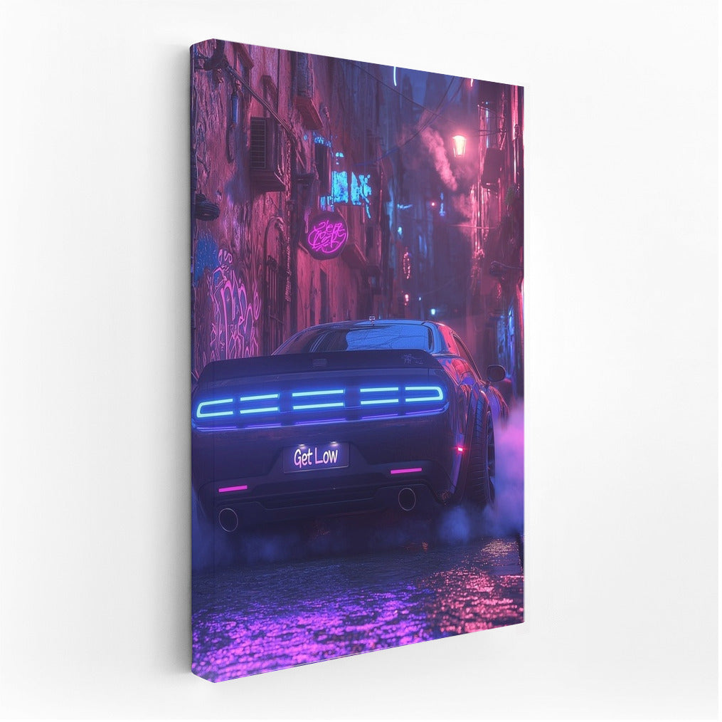 Neon Vortex: Dodge Challenger in Night Flight