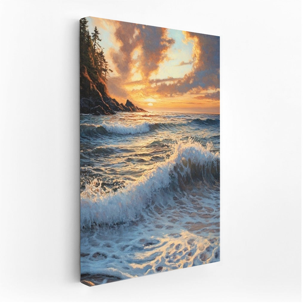 Shine of the Waves at Sunset