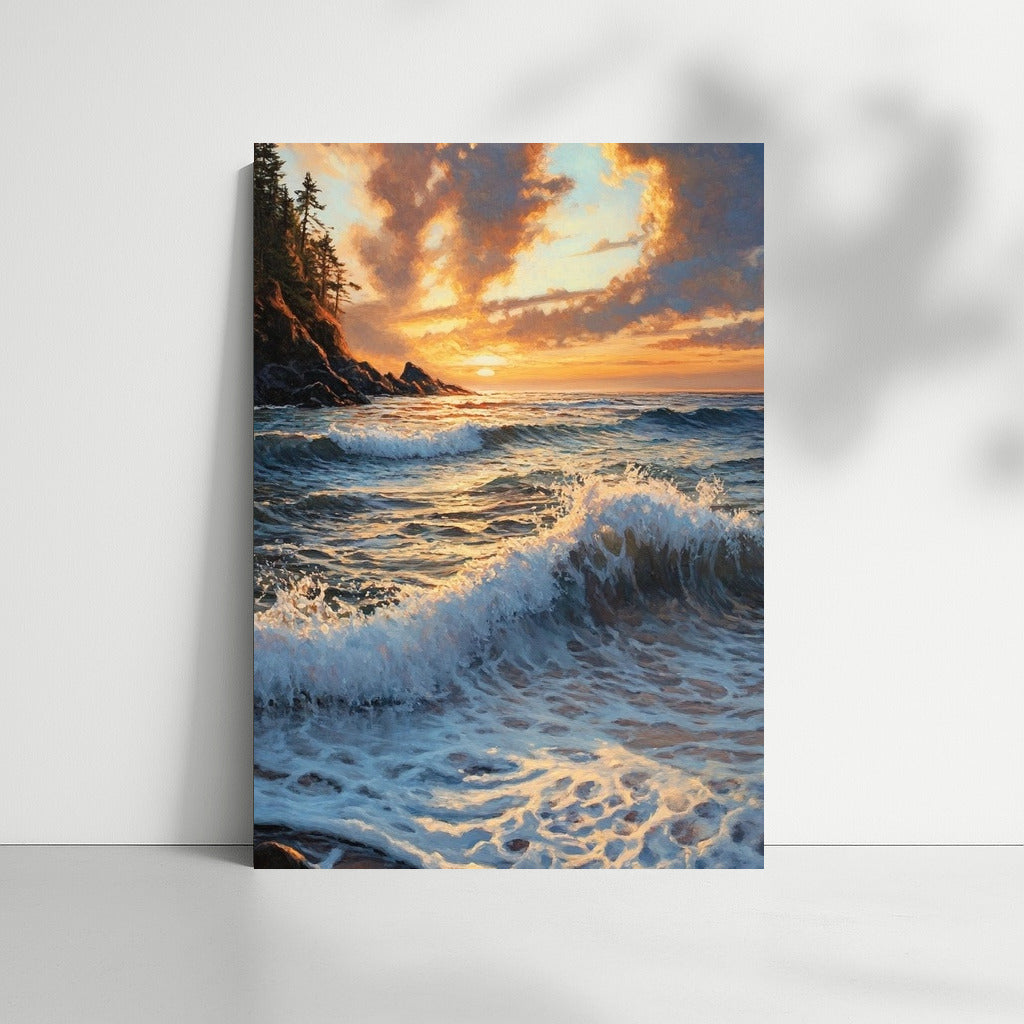 Shine of the Waves at Sunset
