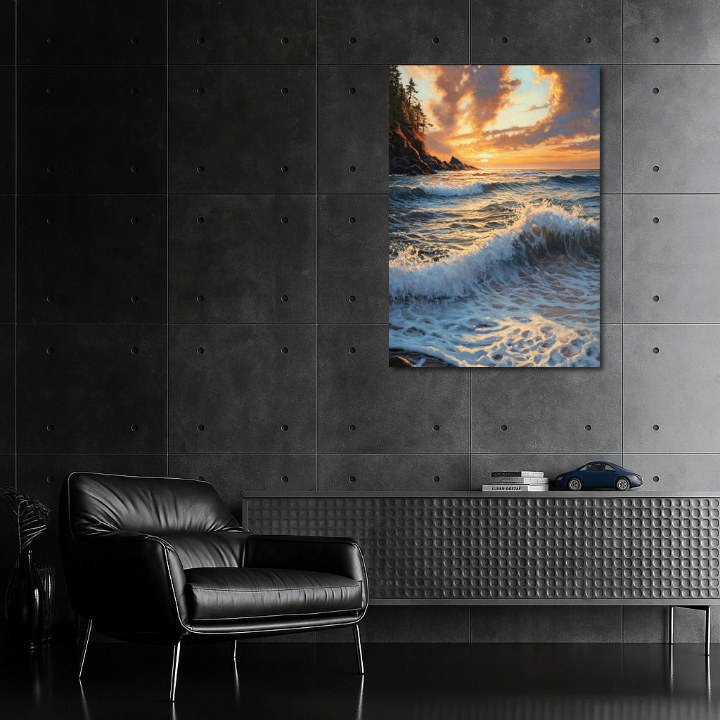 Shine of the Waves at Sunset