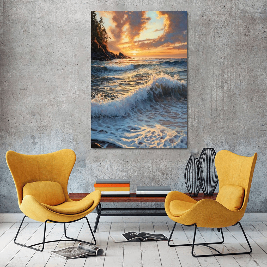 Shine of the Waves at Sunset