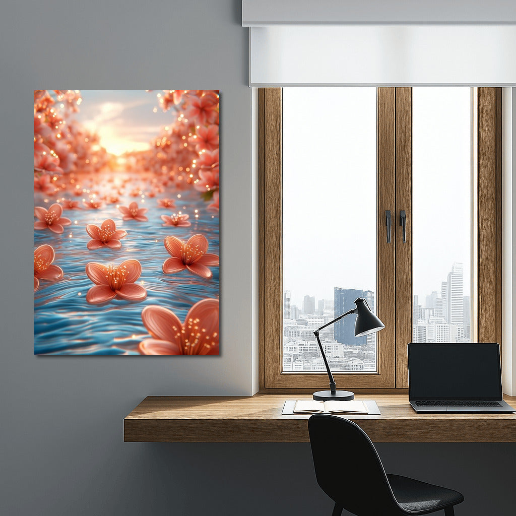 Symphony of Sunset and Flowers