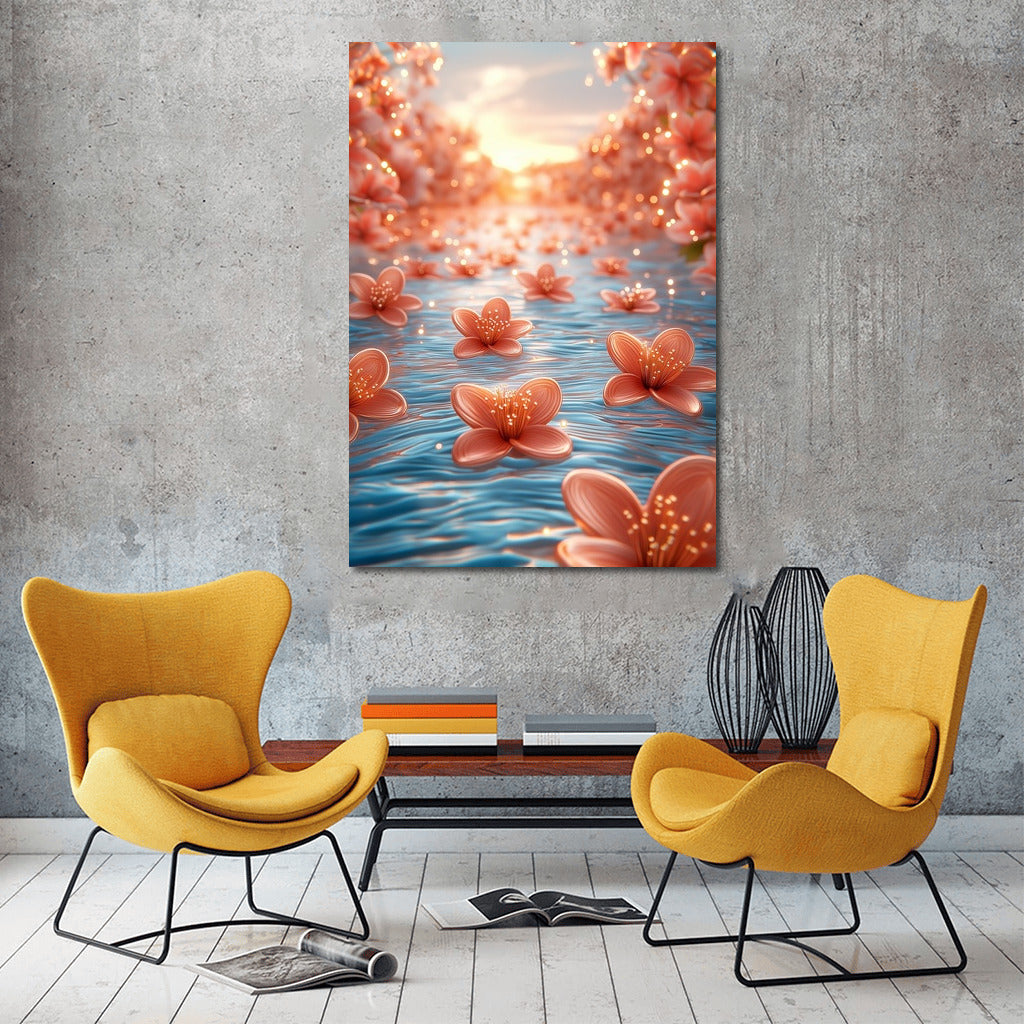 Symphony of Sunset and Flowers