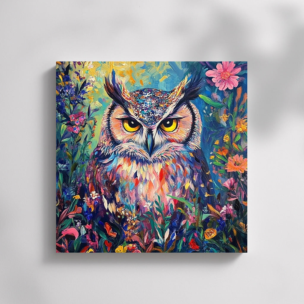 Owl in a Flower Whirlwind