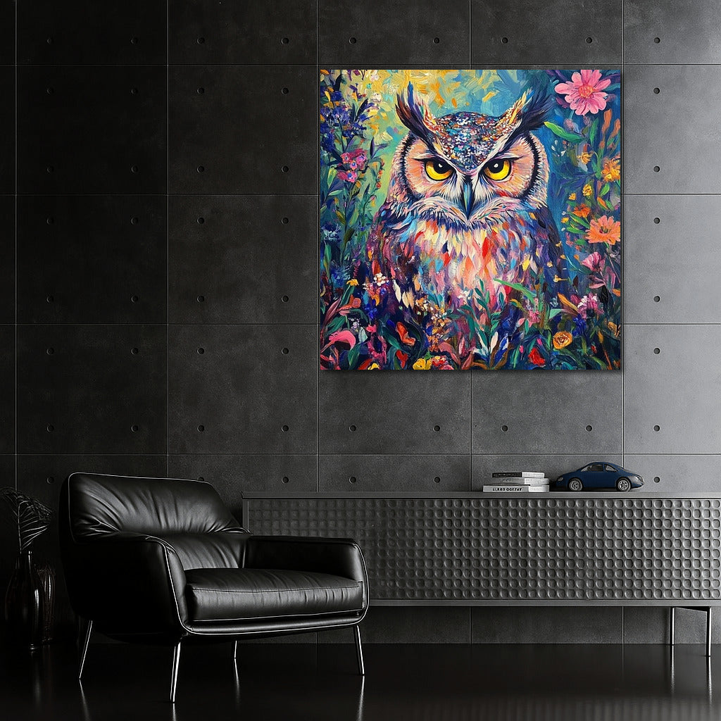 Owl in a Flower Whirlwind