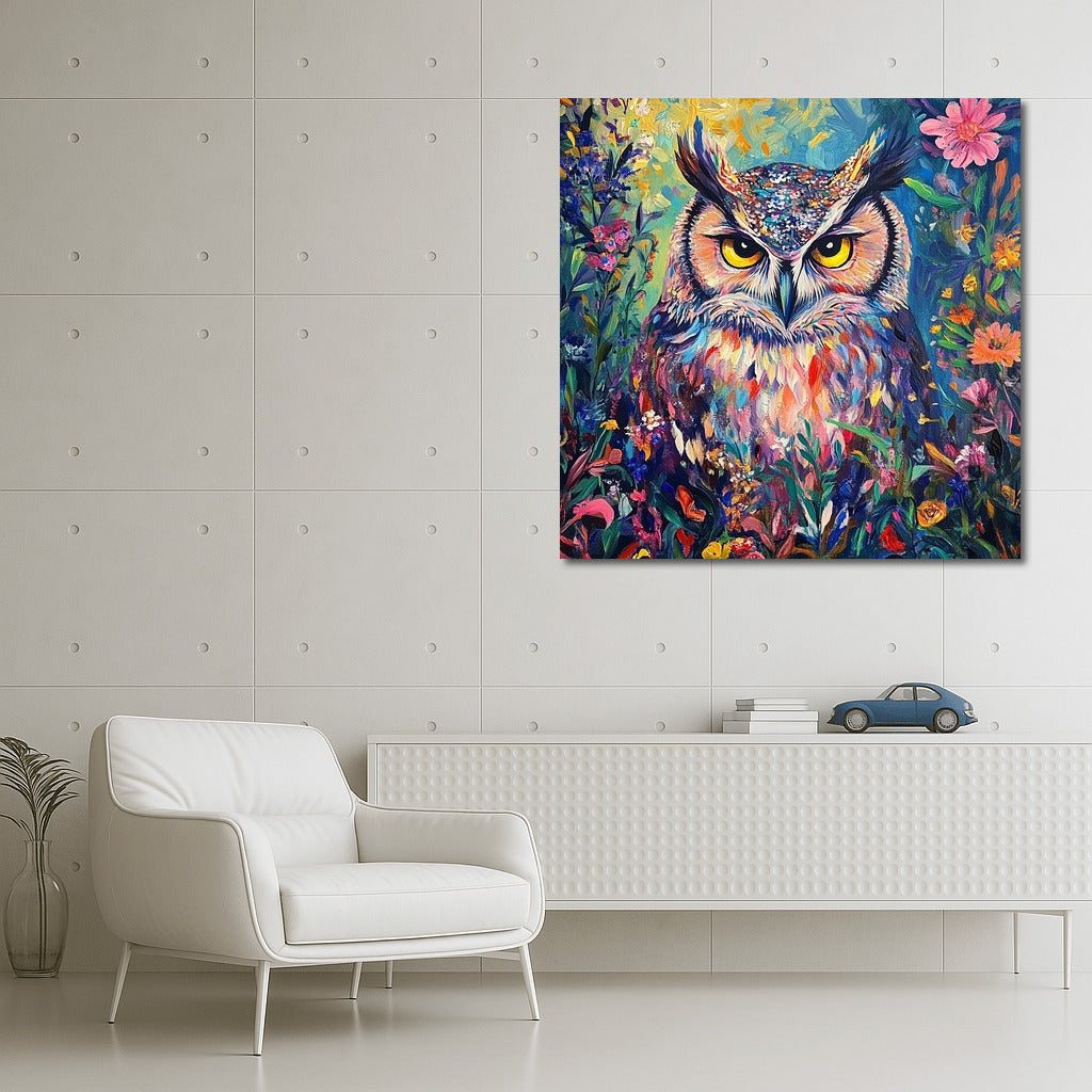 Owl in a Flower Whirlwind