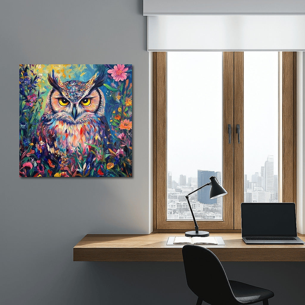 Owl in a Flower Whirlwind