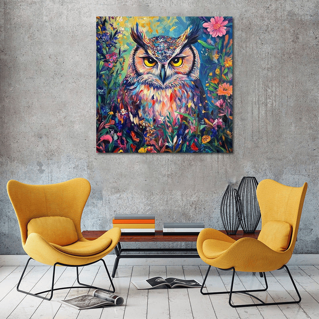 Owl in a Flower Whirlwind
