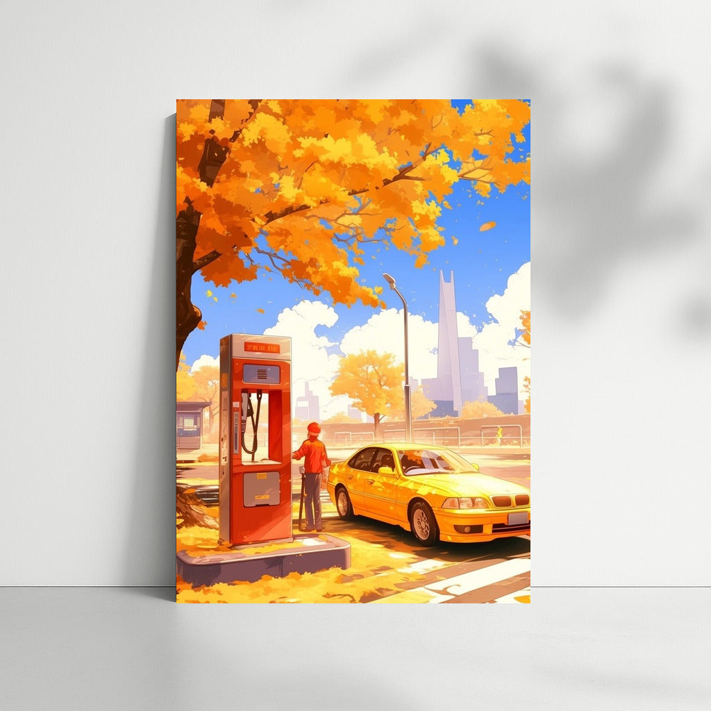 Golden Symphony of Autumn: The Girl and the Yellow BMW