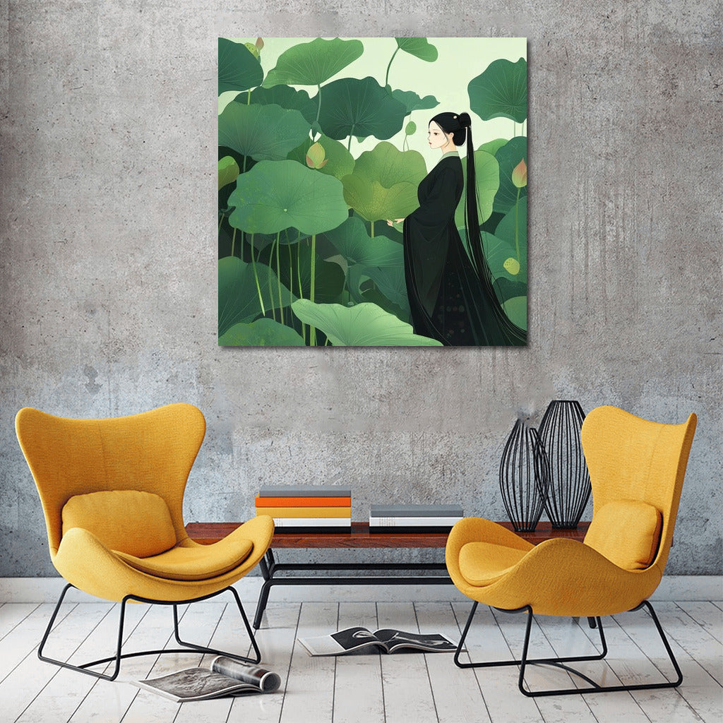 Forest Siren in the Embrace of Lotuses