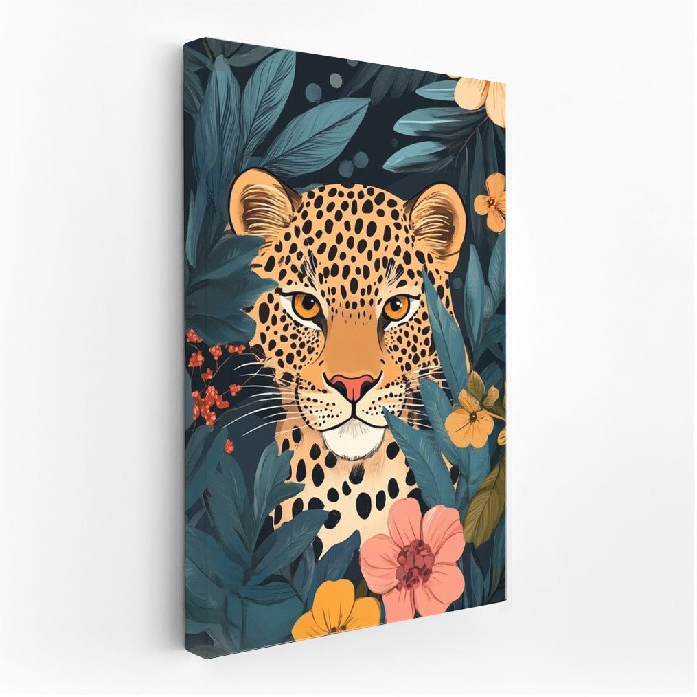 Flower Predator: Leopard in Nature's Splendor