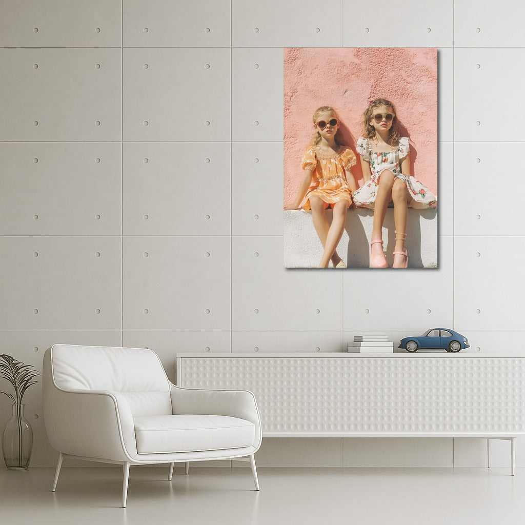 Sunny Girlfriends at the Pink Wall