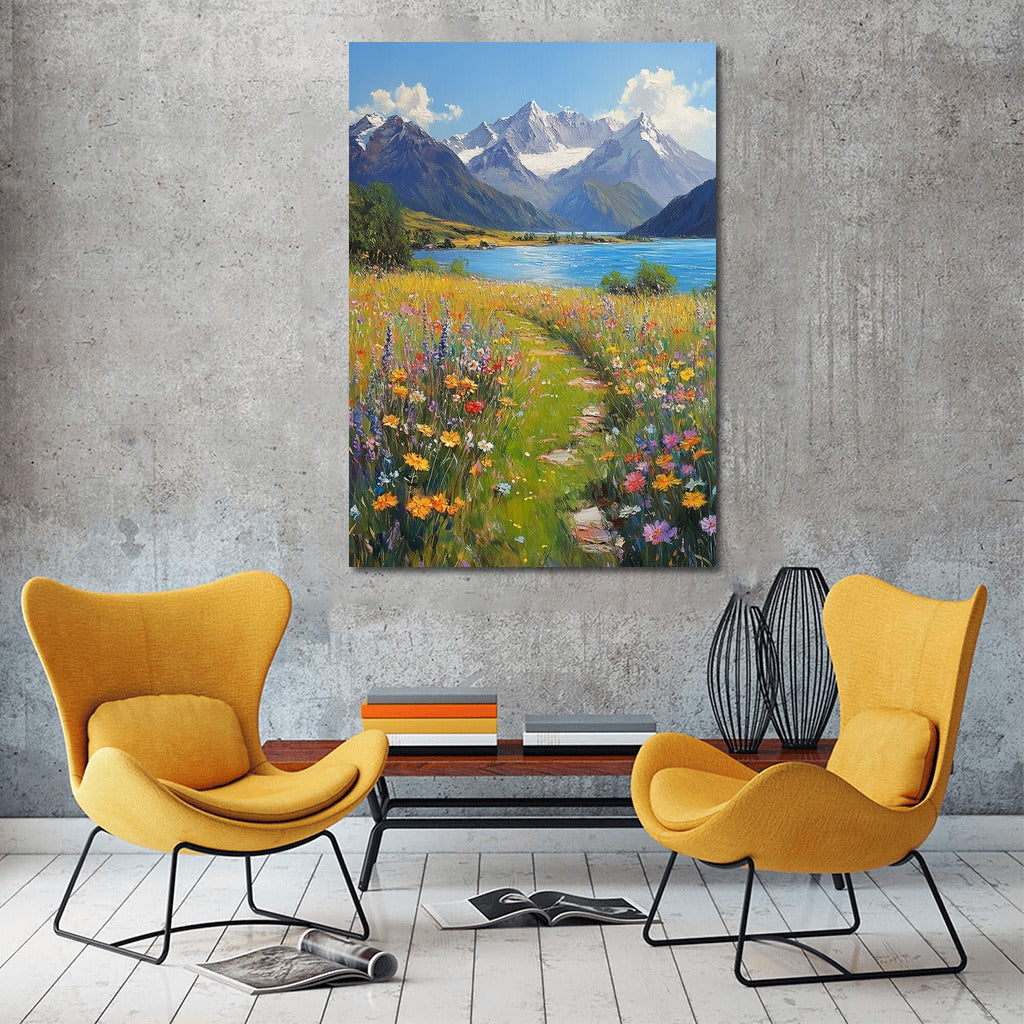 Harmony of Mountains and Flowers