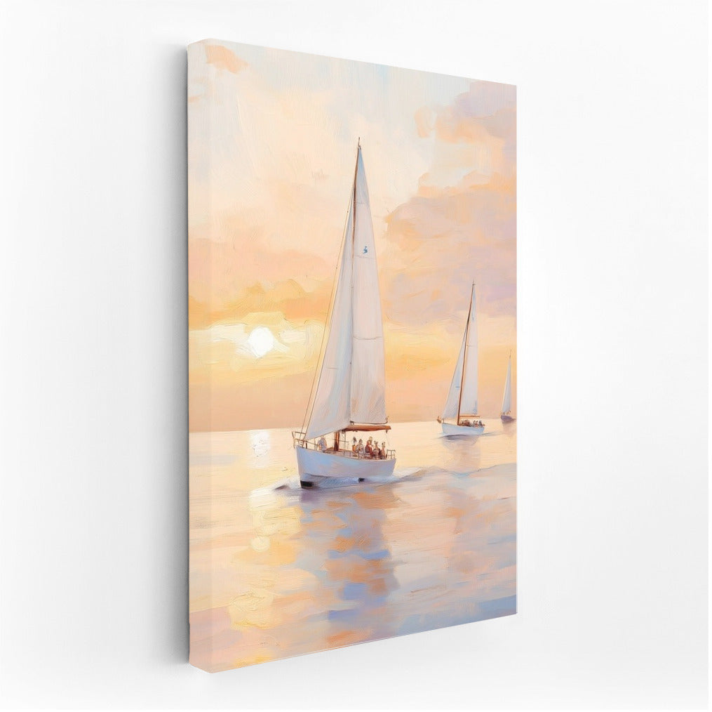 Sailboats in the Sunset's Embrace