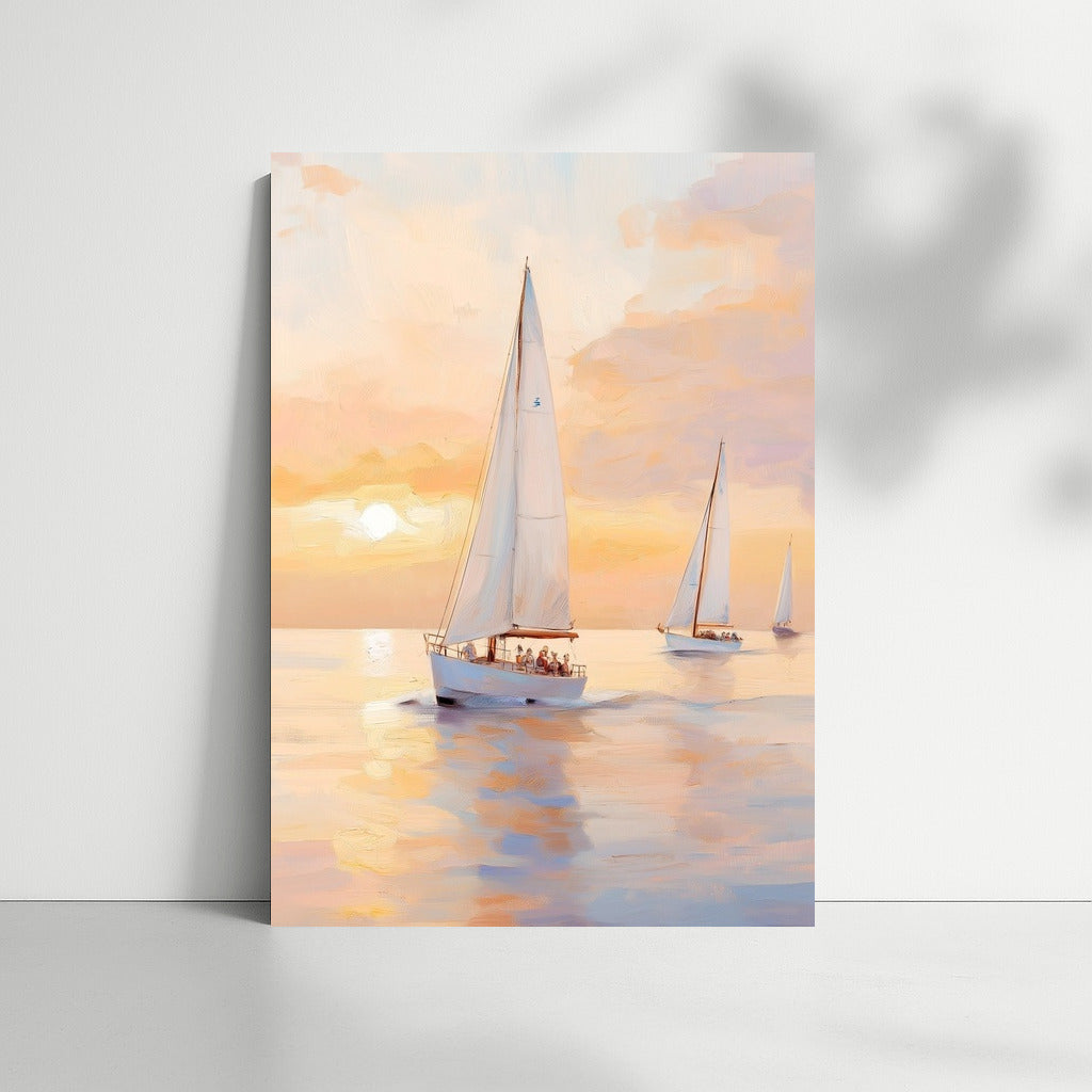 Sailboats in the Sunset's Embrace