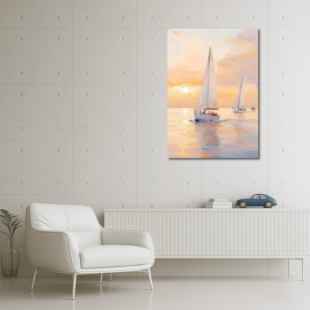 Sailboats in the Sunset's Embrace