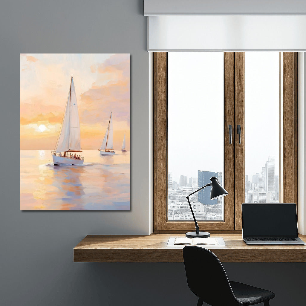 Sailboats in the Sunset's Embrace